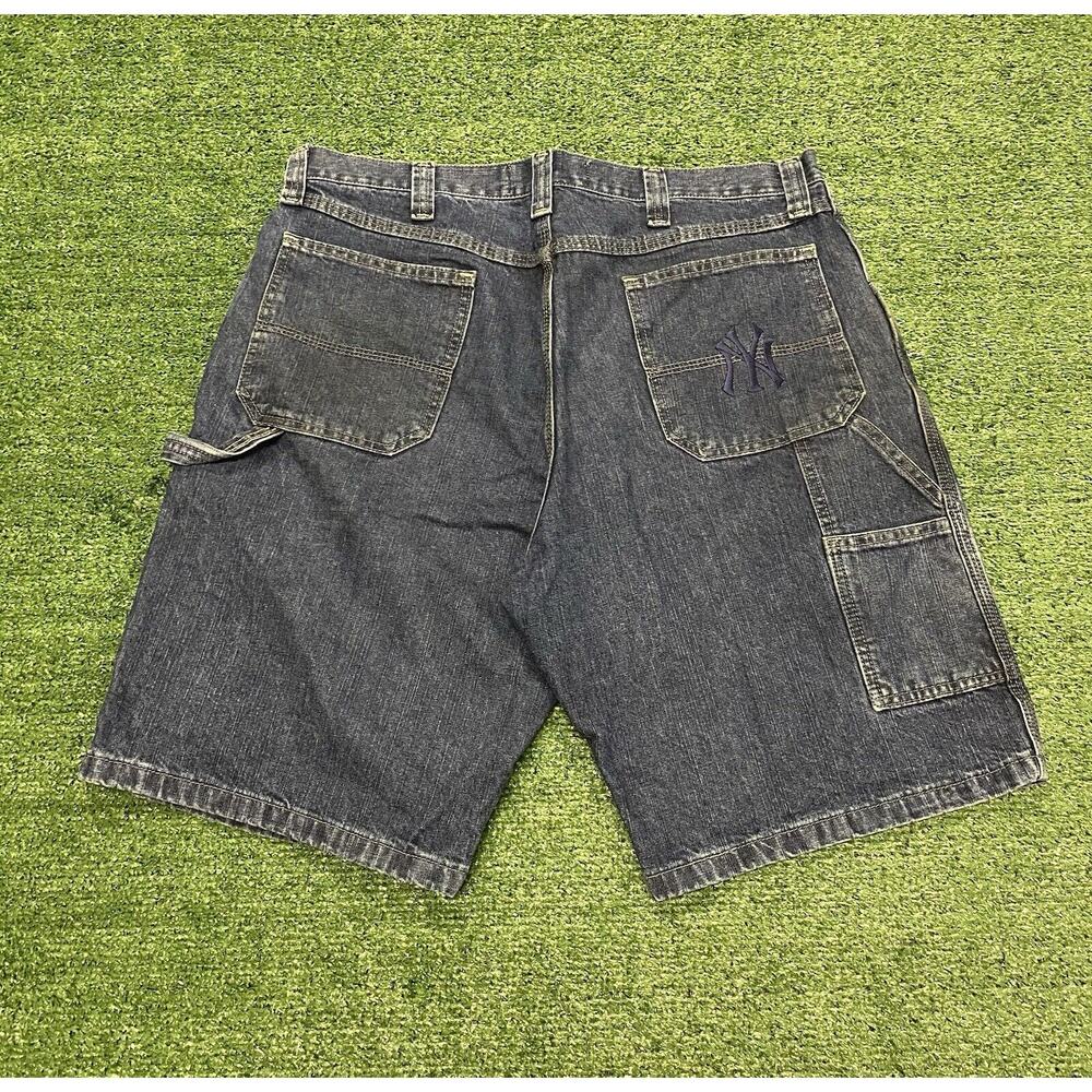 Vintage Wrangler New York Yankees Custom Embroidered Carpenter Jean Shorts Sz 36